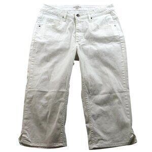 Riders By Lee Women Capri Jeans 12 Medium Straight Leg Casual White Denim Summer
